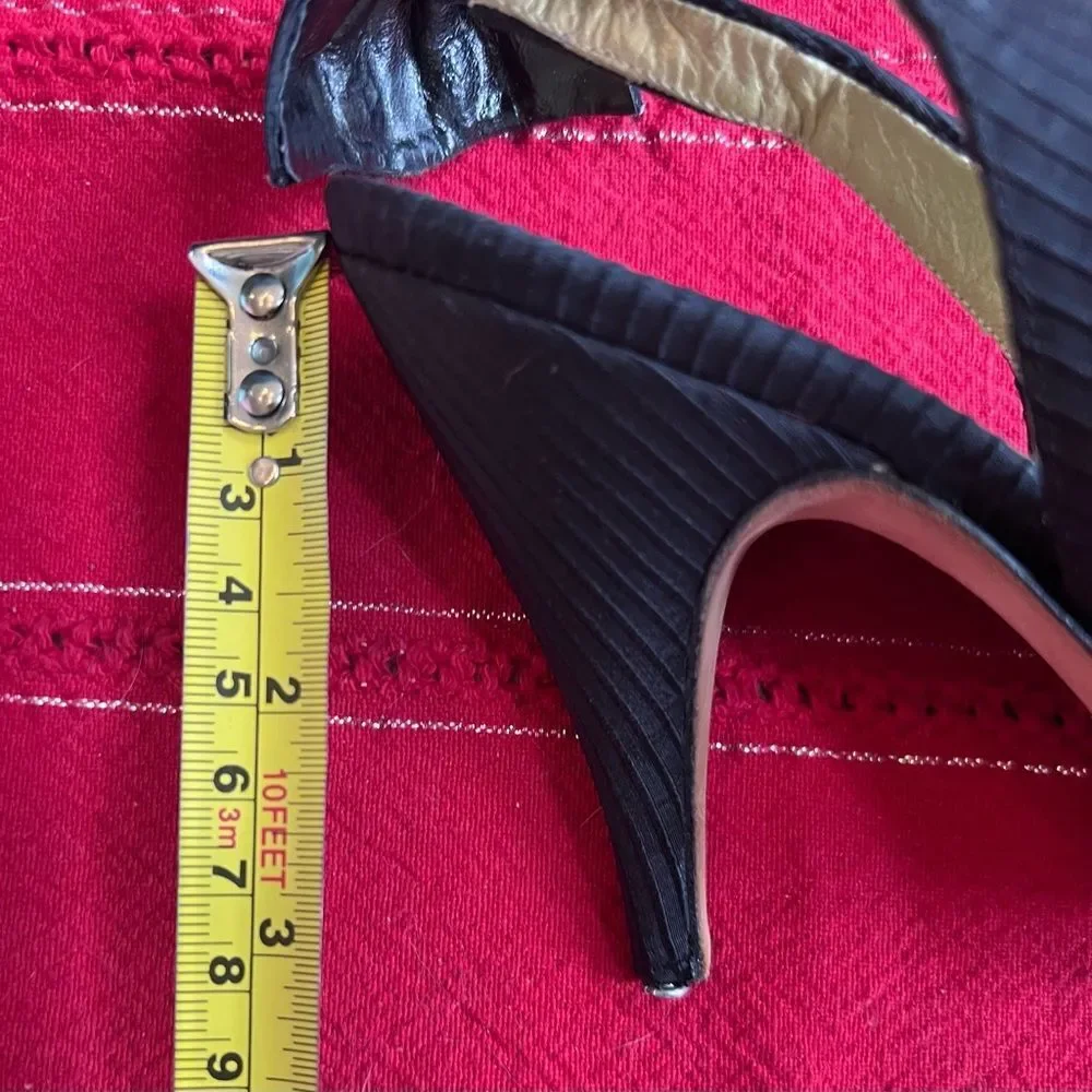 Gucci Black Fabric Covered Slingback Heels Bows On Back Shoes Sz US 6.5 EU 37.5 - Picture 7 of 10